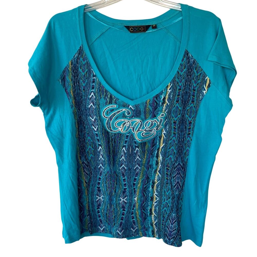 Coogi Aqua Size 2X Tee Shirt